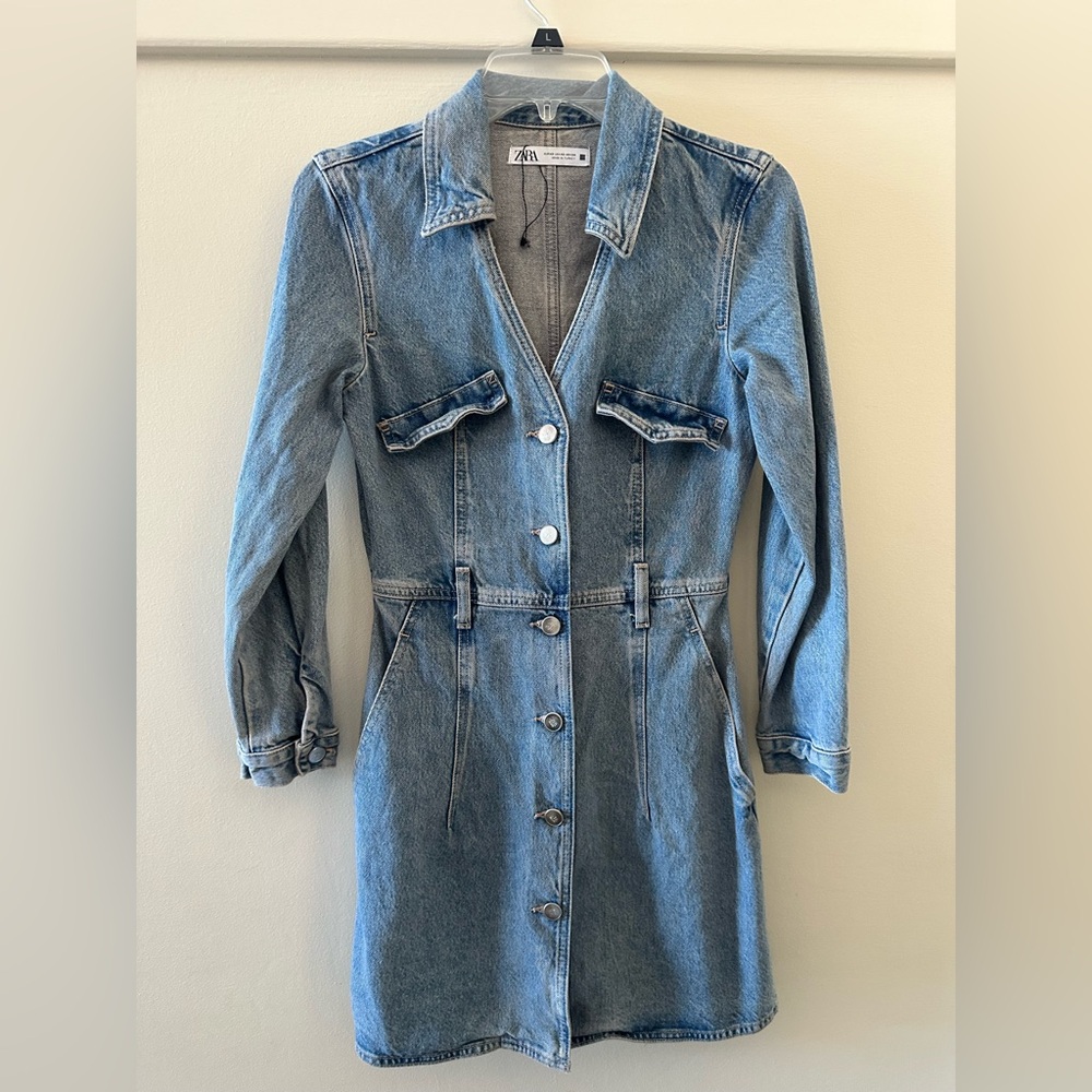 Zara denim med wash mini dress size xs